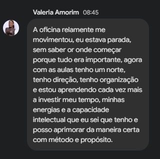 Depoimento de uma participante da Oficina de Leitura e Escrita