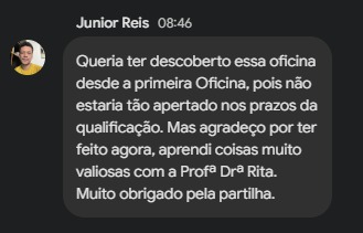 Depoimento de uma participante da Oficina de Leitura e Escrita