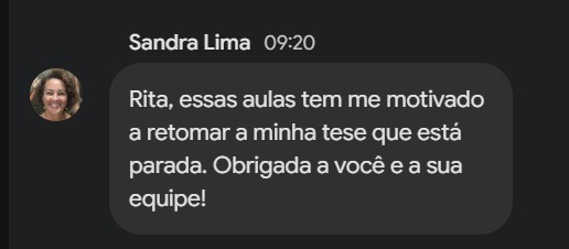 Depoimento de uma participante da Oficina de Leitura e Escrita