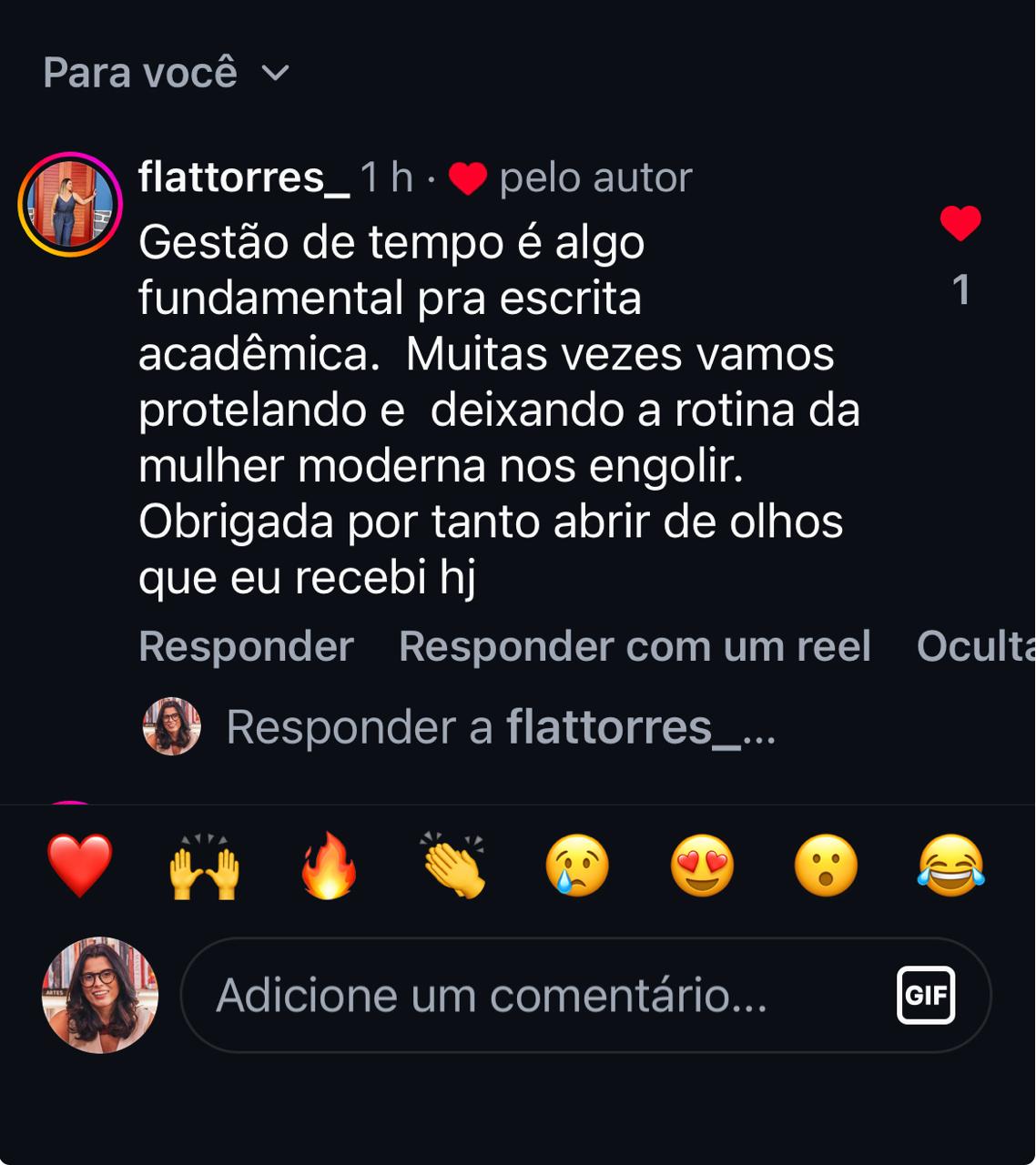 Depoimento de uma participante da Oficina de Leitura e Escrita
